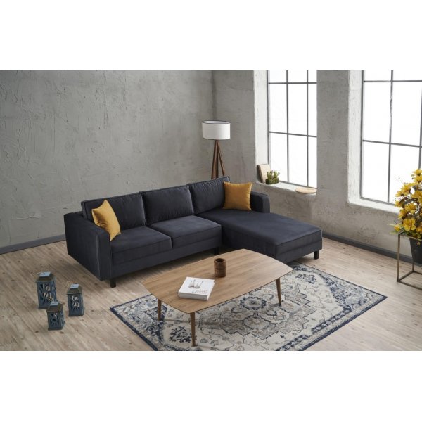 Canap divan droit Kale - Velours anthracite