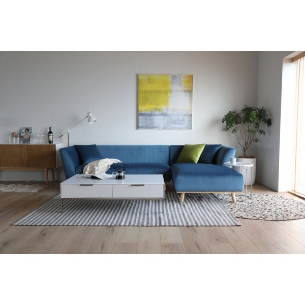 Divansoffa bl med runda trben - Hansa