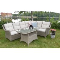 Denver hörngrupp i konstrotting 5 sittplatser - Naturfärgad Denver hörngrupp i konstrotting 5 sittplatser - Naturfärgad