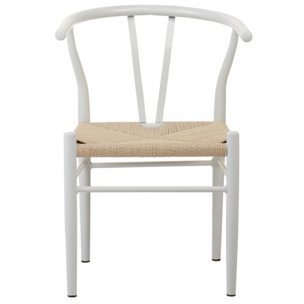 Vit stol med armstd i metall