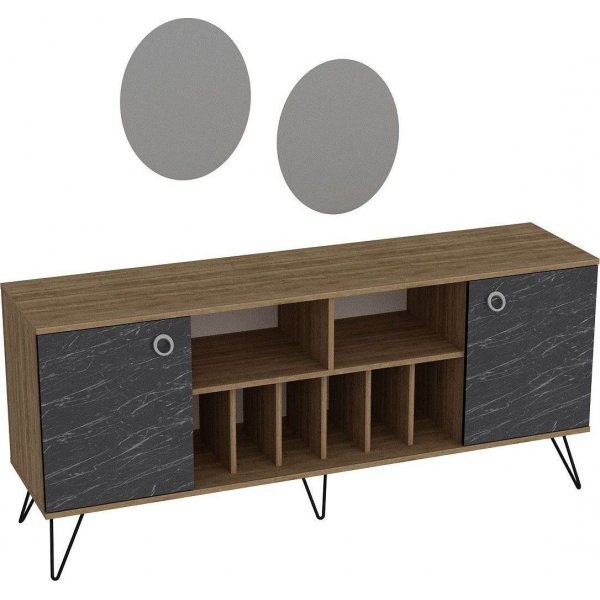 Lorenz sknk med speglar - Valnt/svart