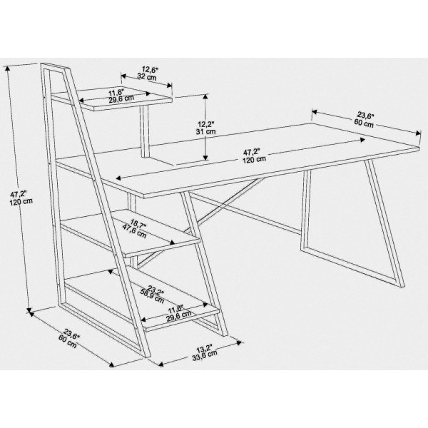 Admira skrivbord 120 x 60 cm - Svart