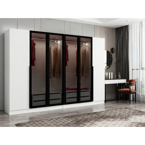 Cikani kledingkast met spiegeldeuren 225x52x210 cm - Wit Cikani kledingkast met spiegeldeuren 225x52x210 cm - Wit