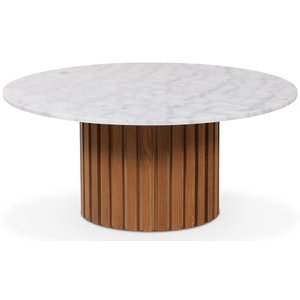 Table basse ronde Matisse en marbre 105 cm - Chne / Marbre blanc