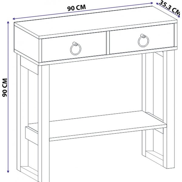Valery avlastningsbord 90 x 35,3 cm - Vit/svart