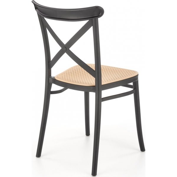 Chaise de salle  manger empilable Cadeira 512 - Noir/rotin