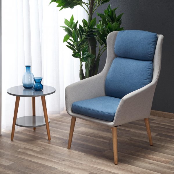 Fauteuil Walter - Bleu/Gris (Tissu) Fauteuil Walter - Bleu/Gris (Tissu)