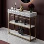 Table console Zumrut 102 x 32 cm - Blanc/or