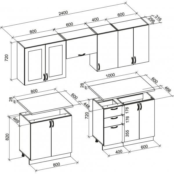 Viktoria complete keuken 240 cm - Wit/donkerblauw