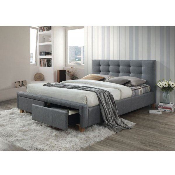 Kayleigh 160x200 cm gr sngram med frvaring