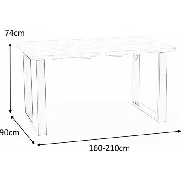 Table  manger Kasady 160-210 cm - Chne Wotan/noir