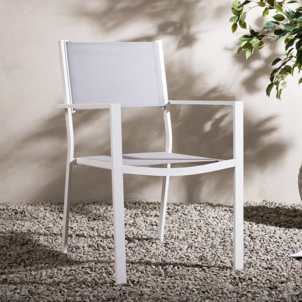 Chaise de terrasse empilable blanche/grise - Copacabana