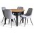 Groupe de salle  manger Dalsland : Table ronde en Chne / Noir avec 4 chaises Theo grises
