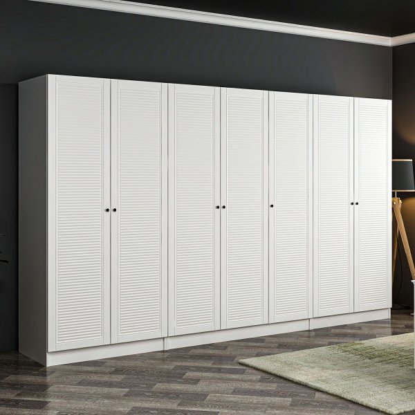 Armoire Larett 315 cm, variante A - Blanc