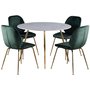 Deco matgrupp 110 cm runt bord + 4 st Deco stolar grn sammet / Mssing