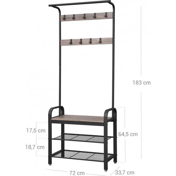 Furir hallmöbel 72 cm - Gråbeige/svart Furir hallmöbel 72 cm - Gråbeige/svart