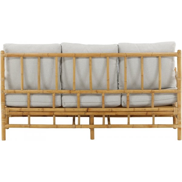 Canapé 3 places Canne - Gris clair/Naturel Canapé 3 places Canne - Gris clair/Naturel