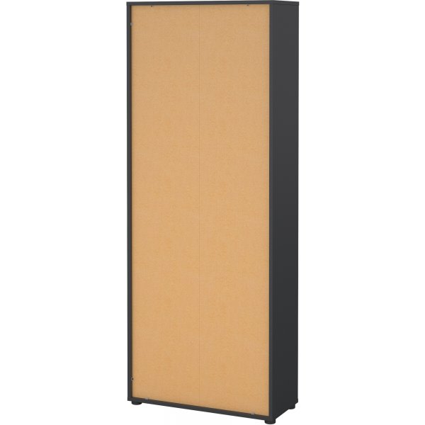 Bibliothque haute Sign avec 2 portes - Gris mat/hickory