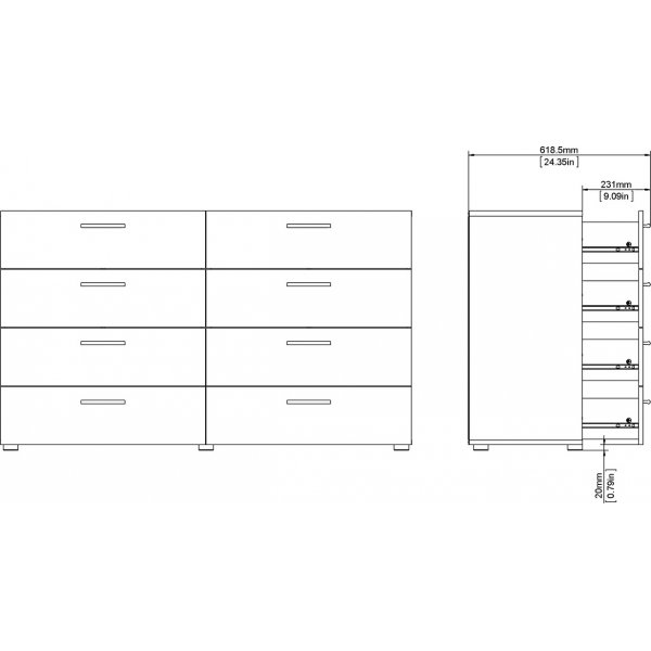 Ladekast in notenhout met 8 lades 140 cm breed Ladekast in notenhout met 8 lades 140 cm breed