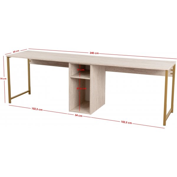 Twin skrivbord - Travertin/guld Twin skrivbord - Travertin/guld