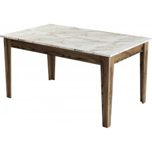 Table  manger Milan 145 x 88 cm - Marbre blanc/noyer