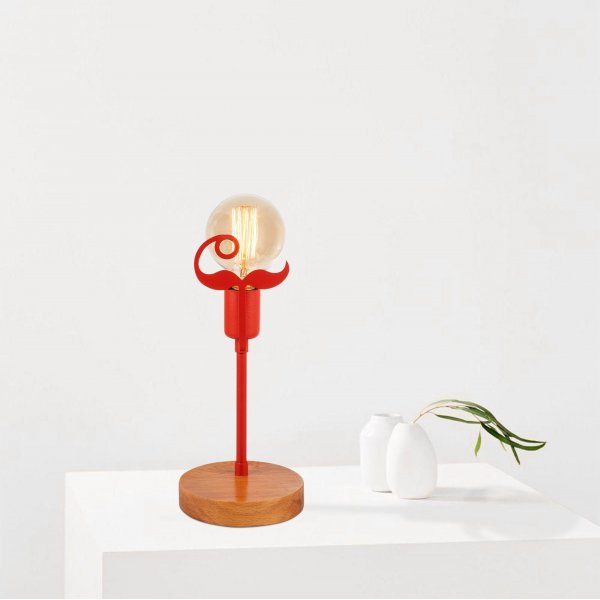 Lampe de table Beami - Noyer/rouge Lampe de table Beami - Noyer/rouge
