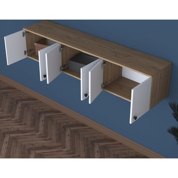 Armoire murale Mendy 180 cm - Noyer/blanc Armoire murale Mendy 180 cm - Noyer/blanc