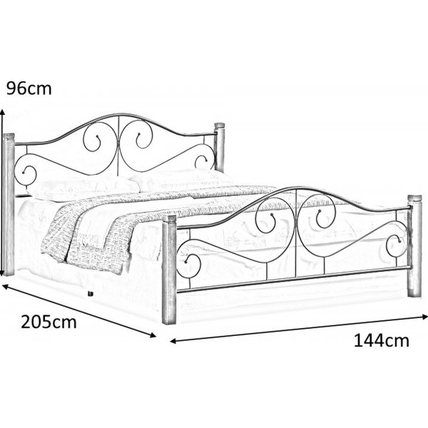 Litzy bedframe 140x200 cm - Antiek kersen/zwart
