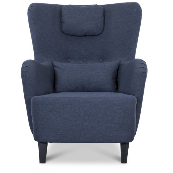 Harmony donkerblauwe fauteuil met voetenbank