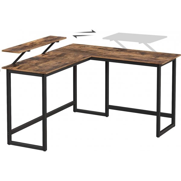 Bureau d'angle Nico 130/140 x 50 cm - Marron/noir Bureau d'angle Nico 130/140 x 50 cm - Marron/noir