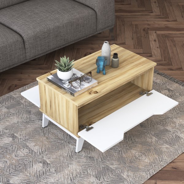 Abby soffbord 80x45 cm - Ek/vit Abby soffbord 80x45 cm - Ek/vit