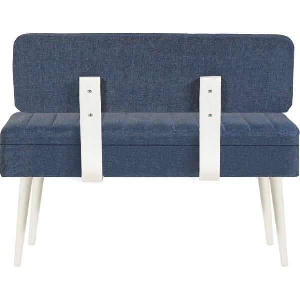 Banc Vina avec dossier - Blanc/bleu fonc