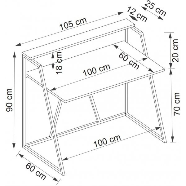 Bureau Lissa 105 x 60 cm - Chêne saphir/noir Bureau Lissa 105 x 60 cm - Chêne saphir/noir