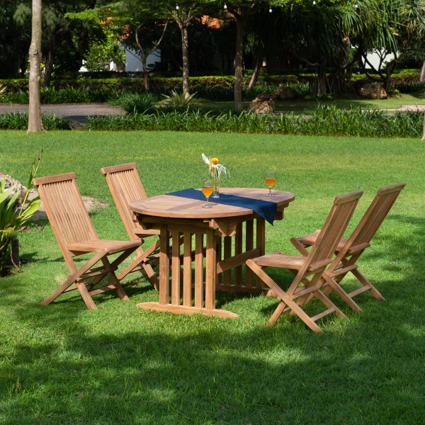 Salt� utegrupp; matbord med 4 stycken teakstolar