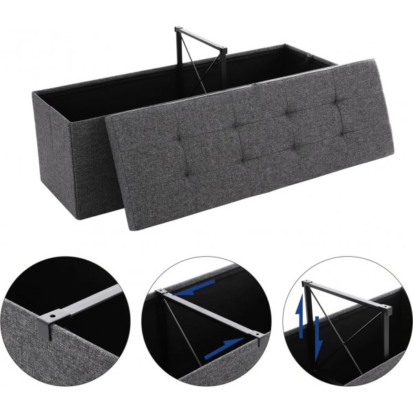 Banc Idris avec rangement 110 cm - Gris foncé Banc Idris avec rangement 110 cm - Gris foncé