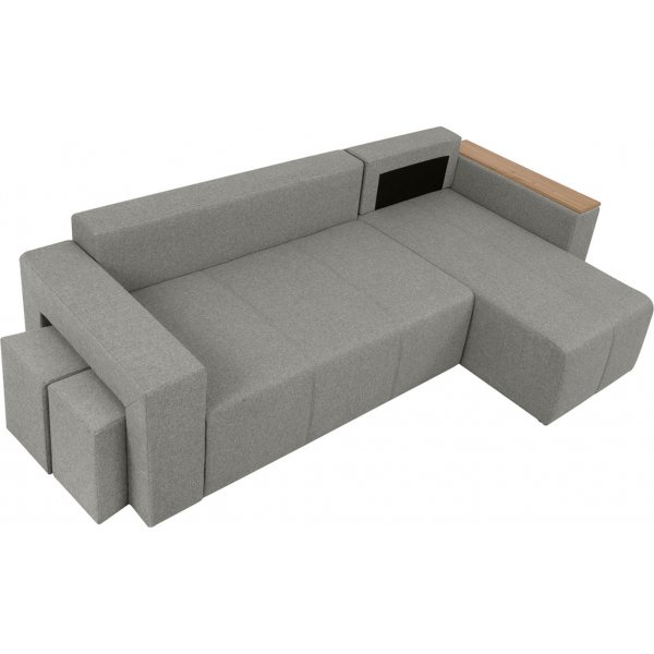 Canapé-lit Denvo divan avec poufs - Gris Canapé-lit Denvo divan avec poufs - Gris