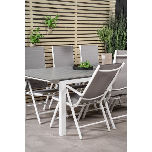 Levels utematgrupp med 6 st Break positionsstolar - Grå/Vit Levels utematgrupp med 6 st Break positionsstolar - Grå/Vit