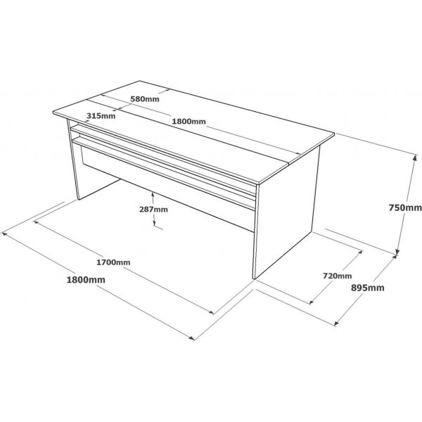 Vista skrivbord 180x89,5 cm - Brun/betong/antracit Vista skrivbord 180x89,5 cm - Brun/betong/antracit