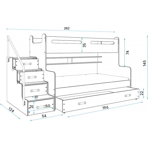 Max vningssng med frvaringslda 120 x 200 cm - Valfri frg