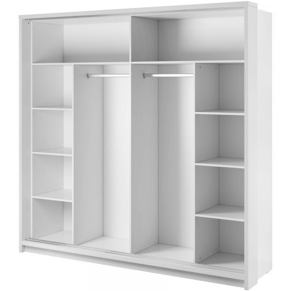 Garderob 220 cm - Vit / Spegel Garderob 220 cm - Vit / Spegel