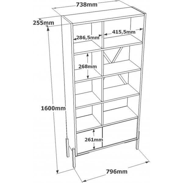 Bruno bokhylla - Felt/antracit