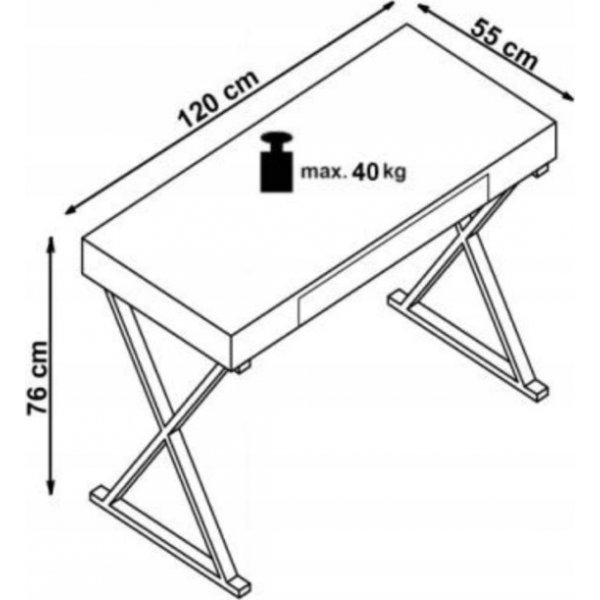 Elliana skrivbord 120x55 cm - Vit/krom Elliana skrivbord 120x55 cm - Vit/krom