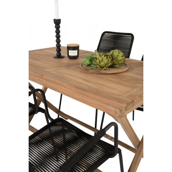 Kenya utematgrupp med 4 st Lindos stolar - Svart/Teak Kenya utematgrupp med 4 st Lindos stolar - Svart/Teak