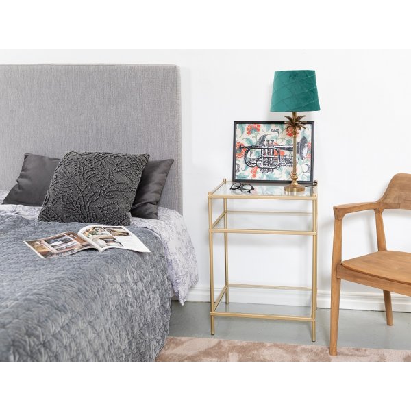 Tiffany Sngbord i mssing och glas 70 x 50 x 40 cm