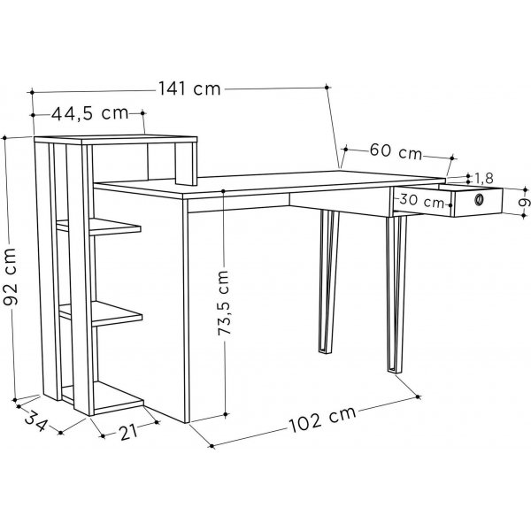 Loyd skrivbord 141x92 cm - Ek/antracit Loyd skrivbord 141x92 cm - Ek/antracit