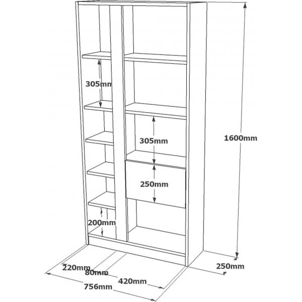Luvio bokhylla 21 - Ek/silver Luvio bokhylla 21 - Ek/silver