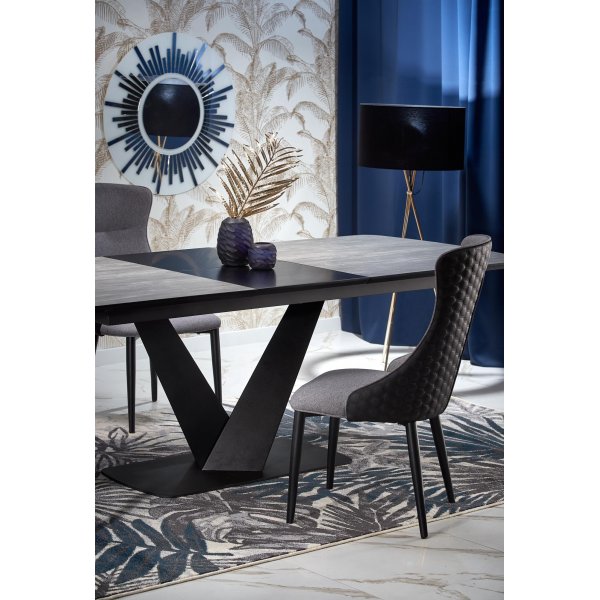 Table  manger Jaylynn 180-230 x 95 cm - Gris fonc/noir