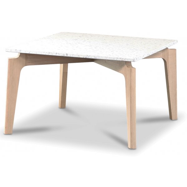 Terrazzo soffbord 75x75cm - Bianco Terrazzo & underrede white washed oak