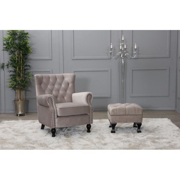 Löddeköpinge fåtölj - Gråbeige sammet Löddeköpinge fåtölj - Gråbeige sammet