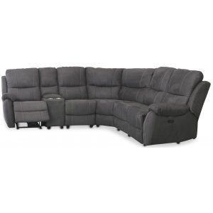 Enjoy recliner-hrnsoffa - 4-sits (el) i antracit microfibertyg (modell V)